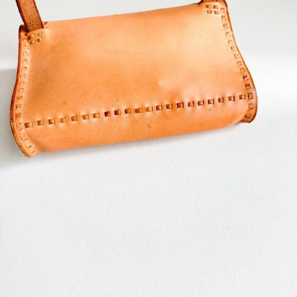 Vintage Natural Leather Rectengular Shoulde Crossbody  Bag - Picture 6 of 7
